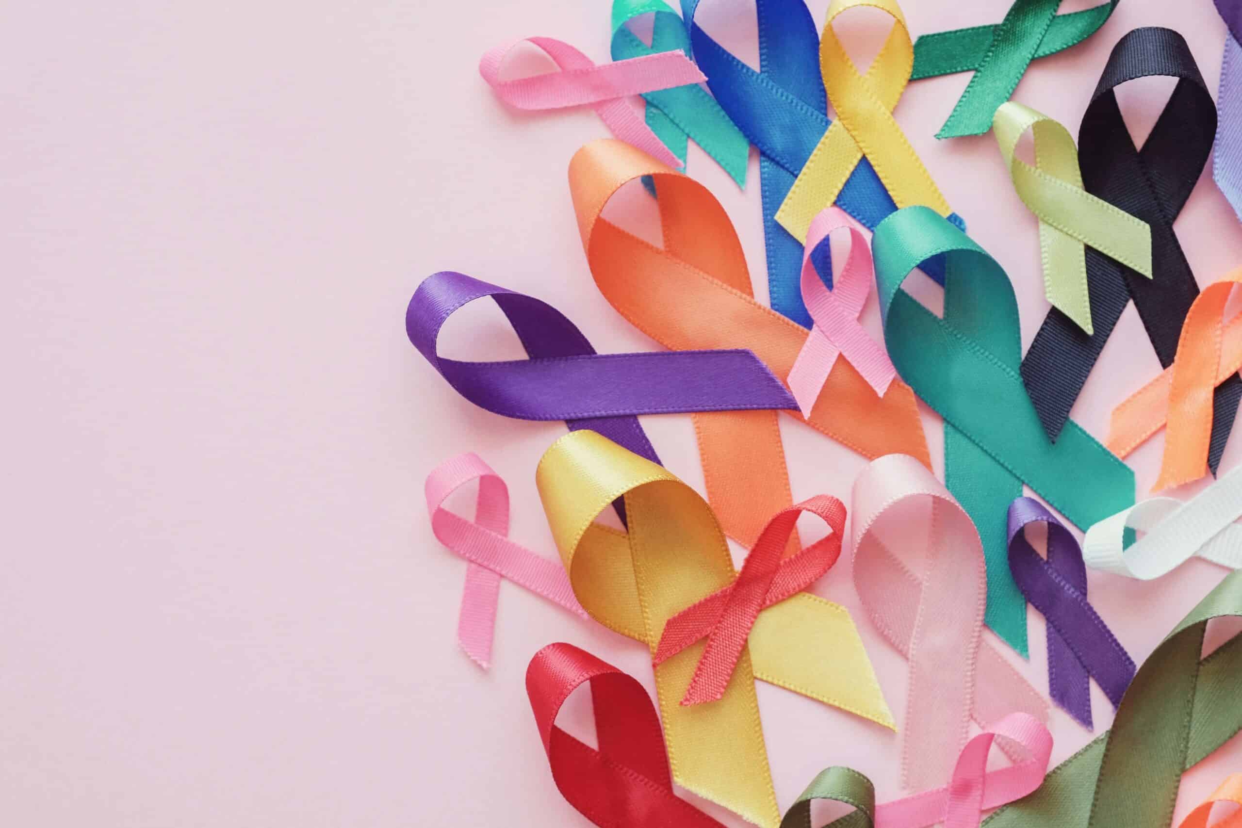 Multi color cancer ribbons on a side